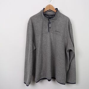 Eddie Bauer Grey Fleece 1/4 snap-down pullover 2XL